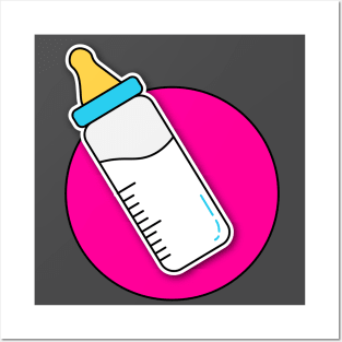 Pink feeding bottle Posters and Art